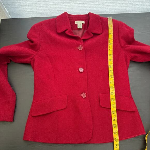 Ann Taylor Women's Red Wool Button Up Long Sleeve Jacket Size 4 - Picture 9 of 10